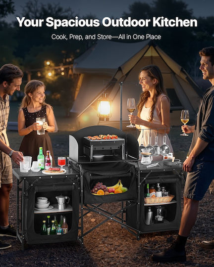 Vevor Aluminum Cupboard for Camping Folding Black