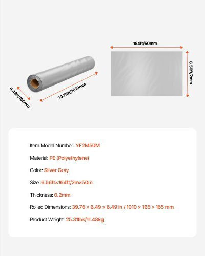 Vevor SLM10FT25FT3QCSDEV0 Ύφασμα Εδαφοκάλυψης 2x50m Γκρι