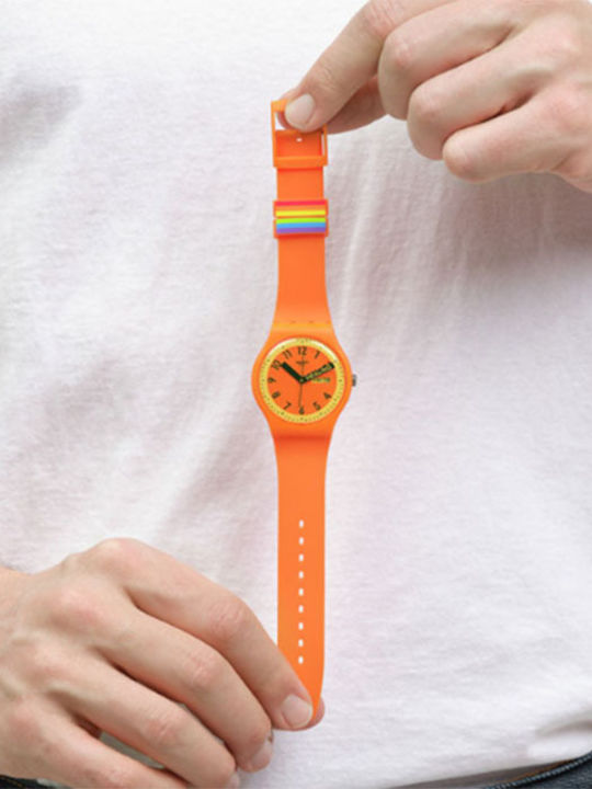 Swatch Neuzeit Women's Watch with Orange Rubber Strap