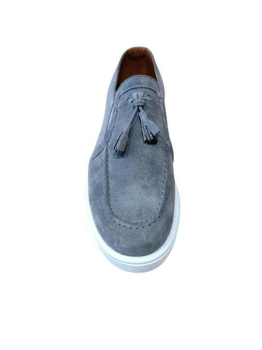 Δερμάτινα Ανδρικά Loafers σε Γκρι Χρώμα