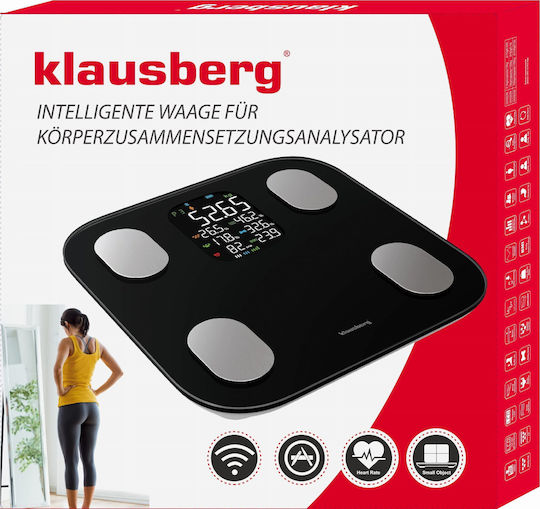Klausberg Smart Badezimmerwaage mit Bluetooth in Schwarz Farbe KB-7854