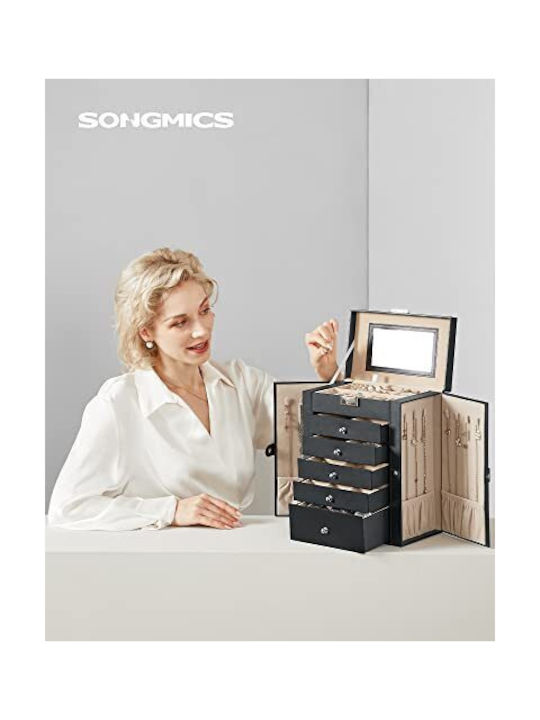 Songmics Кутия за Бижутерии с Чекмедже и Огледало