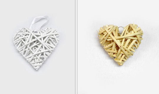 Bamboo hearts 7cm Natural dye 1 pcs
