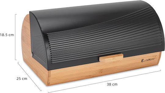 Elitehoff Кутия за хляб с капак от бамбук Черна 39x28.5см