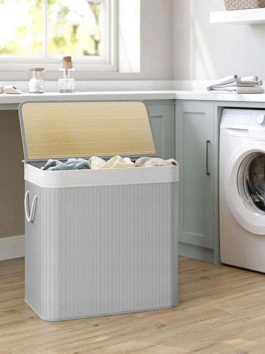 Songmics Laundry Basket Bamboo Folding with Cap 60x40x60.5cm