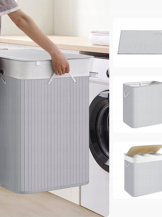 Songmics Laundry Basket Bamboo Folding with Cap 60x40x60.5cm