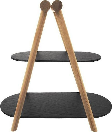 Orion Platou Decorativ Oval Lemn Gri 1buc 41x24x38.5buc