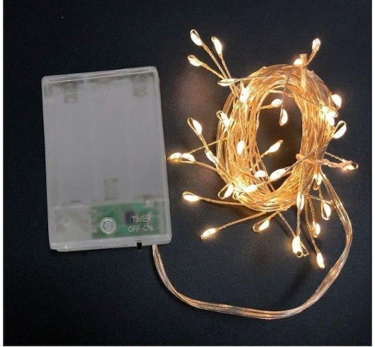 50 Светлини LED 3.7m. Топъл бял На батерия тип Лента 1бр