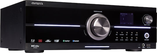 Aiwa AVR-7210 Home Cinema Receiver 4K 7.2 Channels 110W/8Ω 130W/6Ω with HDR and Dolby Atmos Black