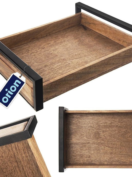 Orion Wooden Rectangular Serving Tray Non-slip in Brown Color 35.5x27x8.5cm 1pcs