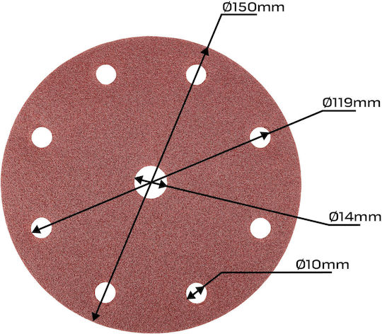 150 Mm Sanding Discs P100 5 Pcs 9 Holes 04-721