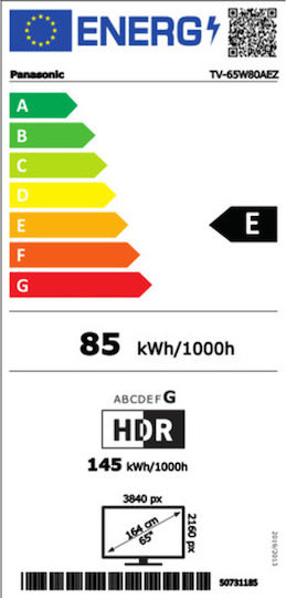 Panasonic Smart Τηλεόραση 65" 4K UHD QLED TV-65W80AEZ HDR (2024)