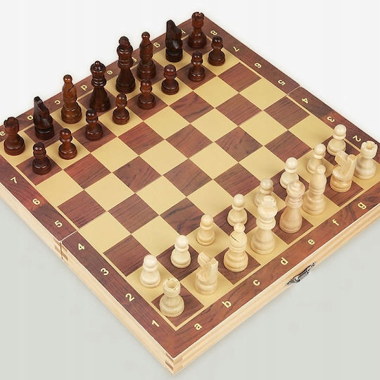 Wooden Checkers & Dice Set for Backgammon Brown / Black 7.62cm