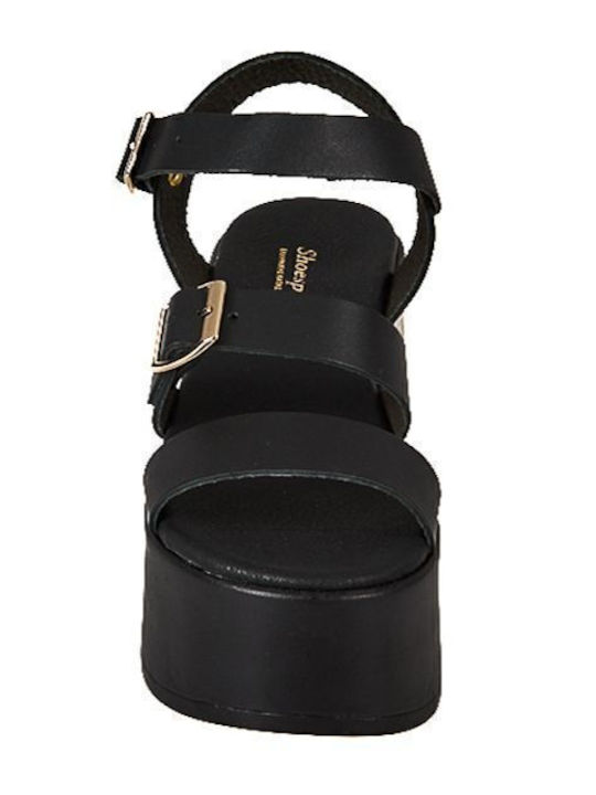 Flache Sandalen für Damen mit Riemen Flatforms in Schwarz Farbe