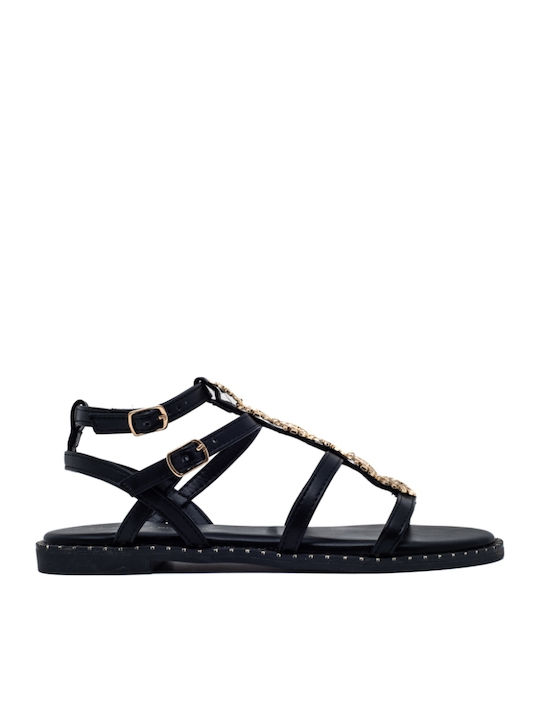 Flache Sandalen für Damen in Schwarz Farbe