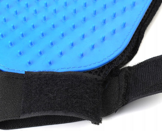 Handschuh für langhaarige Hunde zur Fellreinigung Blau