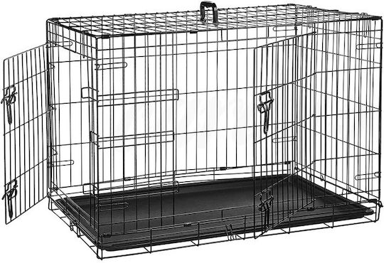 Dog Wire Cage XLarge with 2 Doors Black 107x69x75.5cm