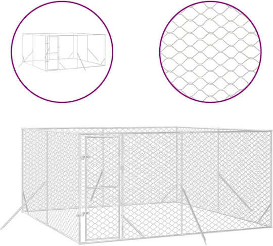 vidaXL Металик Парк За Кучета 400x400x200см Сребрист