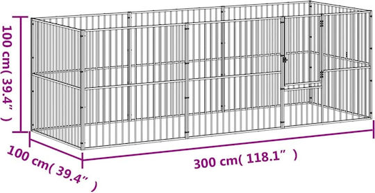vidaXL Custi de câine din sârmă 300x100x100cm