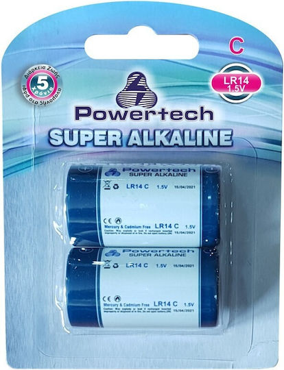 Powertech Super Baterii Alcaline C 1.5V 2buc PT-352