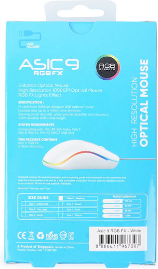 Alcatroz Asic 9 RGB FX Геймърска Мишка Бял