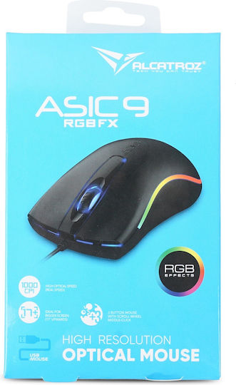 Alcatroz Asic 9 RGB FX Gaming Gaming Maus Schwarz