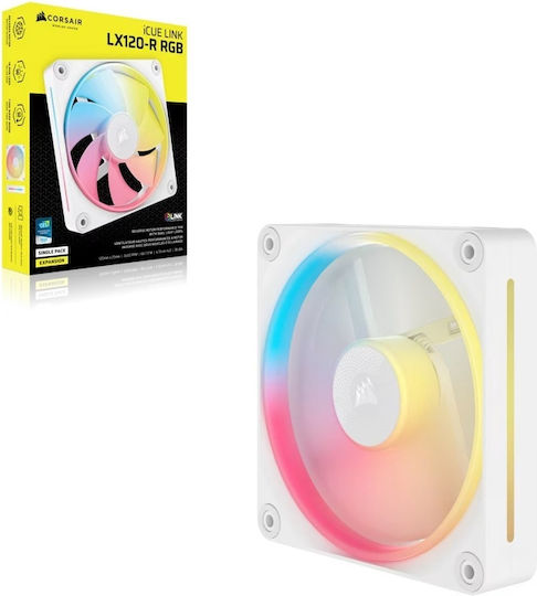 Corsair iCUE LINK LX120-R Обратен Перка Вентилатор За Кутия (2400rpm / 70cfm) С RGB Бял Осветление