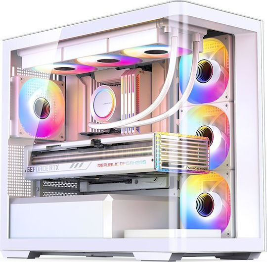 Jonsbo D300 Gaming Midi Tower Computer Case with Side Window White