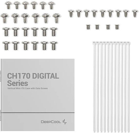 Deepcool CH170 Digital Геймърска Мини Кула Компютърна Кутия с Страничен Прозорец Бяла