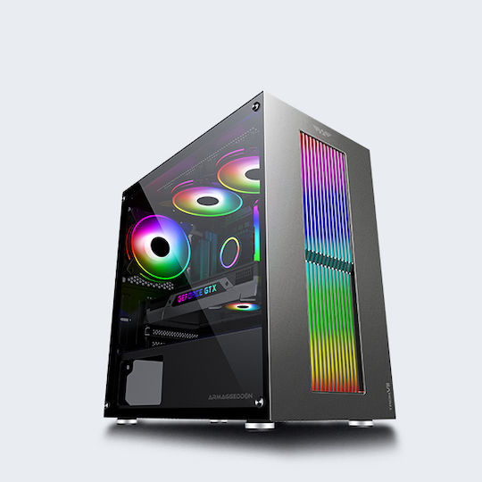 Armaggeddon Tron VII Gaming Mini Tower Κουτί Υπολογιστή με Πλαϊνό Παράθυρο και RGB Φωτισμό Μαύρο