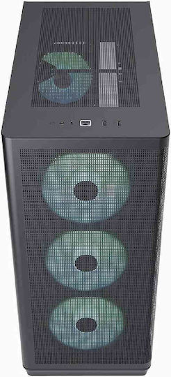 APNX C1-R v1 Геймърско бюро Midi Tower Компютърна кутия със страничен прозорец и RGB осветление Черен