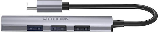 Unitek Hub 3 Θυρών USB 2.0 με σύνδεση USB-C Γκρι