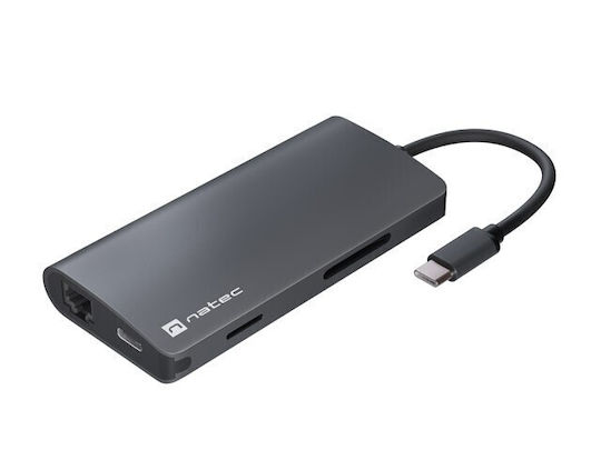 Natec FOWLER 2 V2 USB-C Docking Station με HDMI 4K PD Ethernet Μαύρο