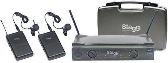 Stagg UHF WRLSS 2LAVALIER864.2-864.7 Комплект Безжично Δυναμικό Микрофон Висулка, Щипка, Колан за Вокали в Черен Цвят