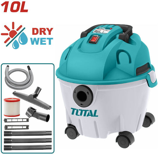 Total Σκούπα Υγρών / Στερεών 1200W με Πλαστικό Κάδο 10lt