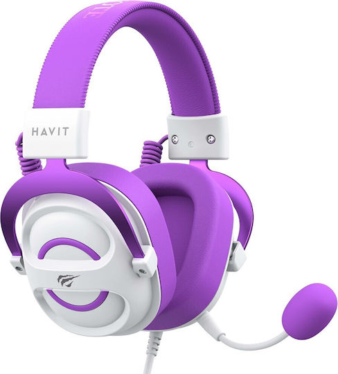 Havit H2002e Over Ear Gaming Headset με σύνδεση 3.5mm Μωβ