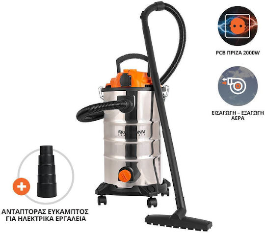 Krausmann Aspirator Lichide / Solide 1400W cu Inoxidabil Recipient 30lt