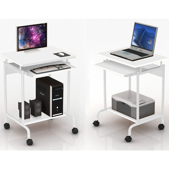Techly Compact Βάση Δαπέδου Οθόνης έως 27" με Ροδάκια Λευκή