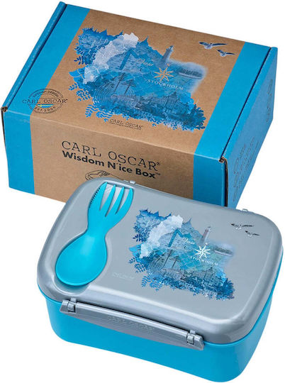 Carl Oscar Wisdom N'ice Box Πλαστικό Παιδικό Σετ Φαγητού 0.9lt Τιρκουάζ 17 x 12.5 x 8εκ.