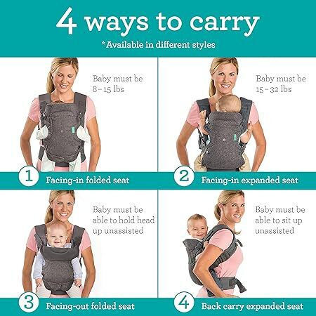 Infantino Backpack Carrier Flip Gray with Maximum Weight 15kg
