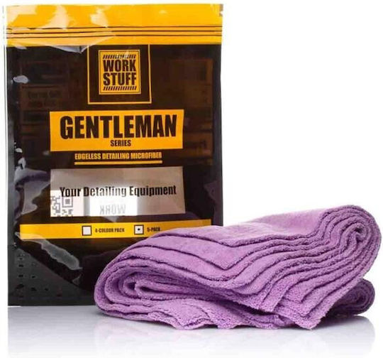 Work Stuff Gentleman Basic Кърпи Микрофибърни Сушене Автомобил 350gsm Лилав 40x40cm 5бр