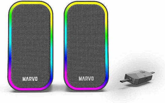 Marvo SG-285 Havoc20 Ηχεία Υπολογιστή 2.0 με RGB Φωτισμό και Ισχύ 6W σε Μαύρο Χρώμα