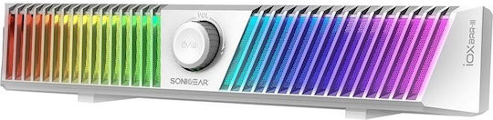 Sonic Gear Iox Bar 3 Ηχεία Υπολογιστή 2.0 με RGB Φωτισμό και Bluetooth Ισχύος 10W Λευκά