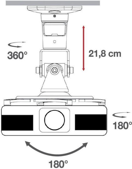 Techly Βάση Projector Οροφής ICA-PM-100 με Μέγιστο Φορτίο 10kg Μαύρη