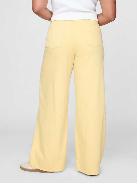 Damenjeans Mittelhohe Taille in Weit geschnittener Linie Straw Yellow