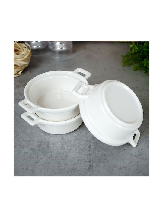 Excellent Houseware Στρογγυλό Πυρίμαχο Σκεύος για Σουφλέ από Πορσελάνη 13x10x4cm 3τμχ