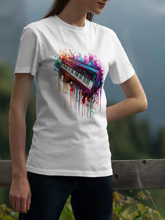 Colorful Abstract Piano Printed Blouse