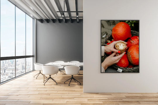 Gemälde Herbst Kaffee Kürbisse 100x150