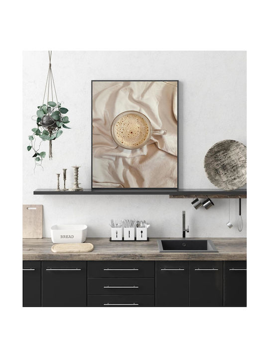 Πίνακας Coffee On White Fabric Καφές Λευκό Ύφασμα 80x120