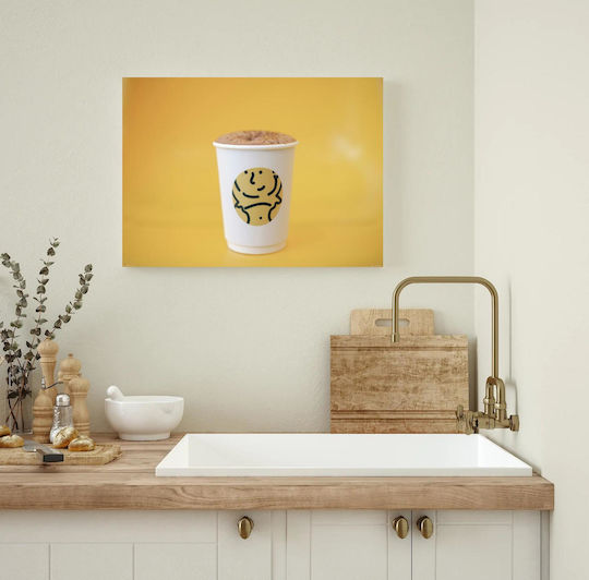 Tablou Ceașcă Galbenă de Cafea pe Fundal Galben 120x80